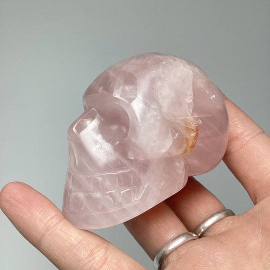 Carved Rose Quartz Skull