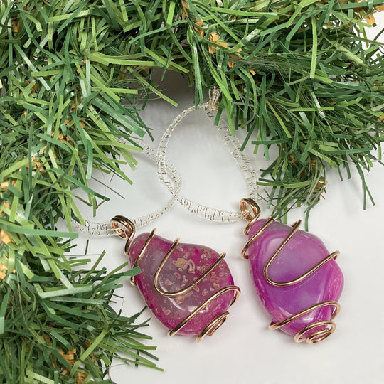 Wire Wrap Gemstone Christmas Ornament