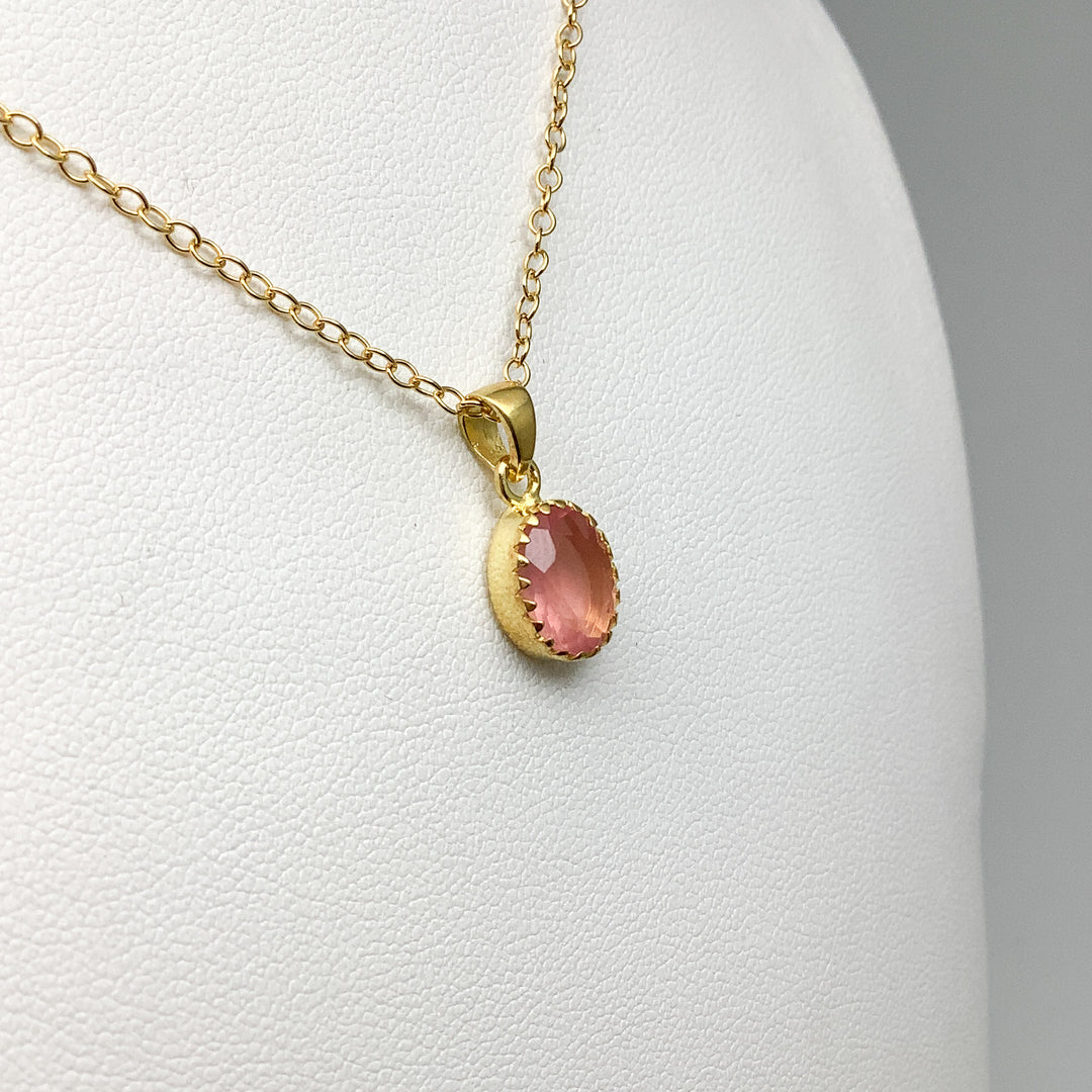 Rose Quartz Gold Finish Pendant