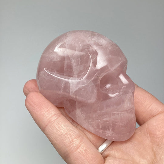 Carved Rose Quartz Skull