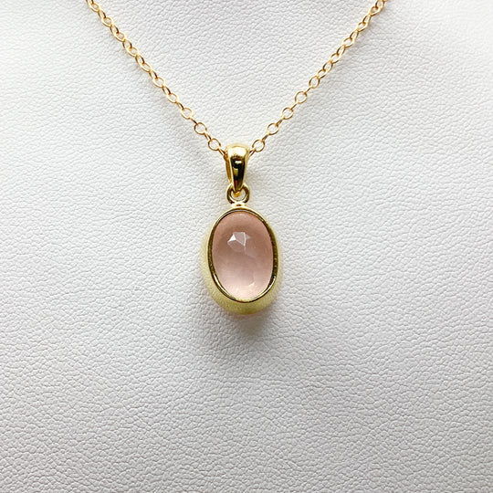 Rose Quartz  Gold Finish Pendant