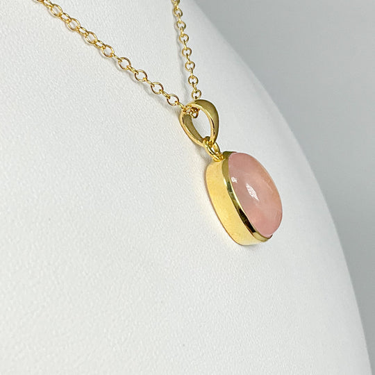 Rose Quartz Gold Finish Pendant