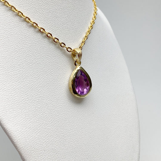 Gold Finish Amethyst Pendant