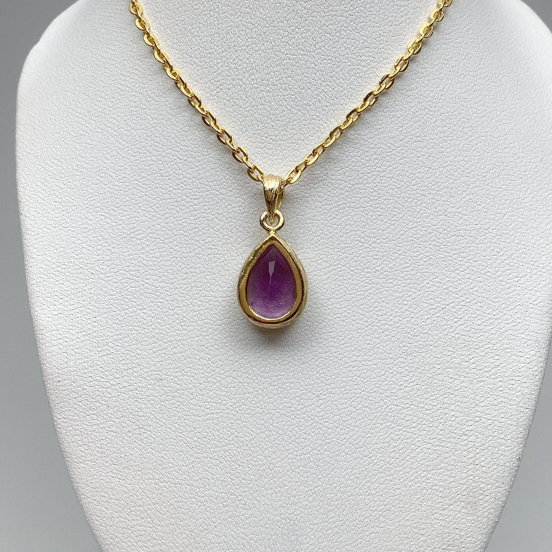 Gold Finish Amethyst Pendant