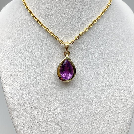 Gold Finish Amethyst Pendant