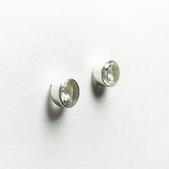 Green Amethyst Stud Earrings