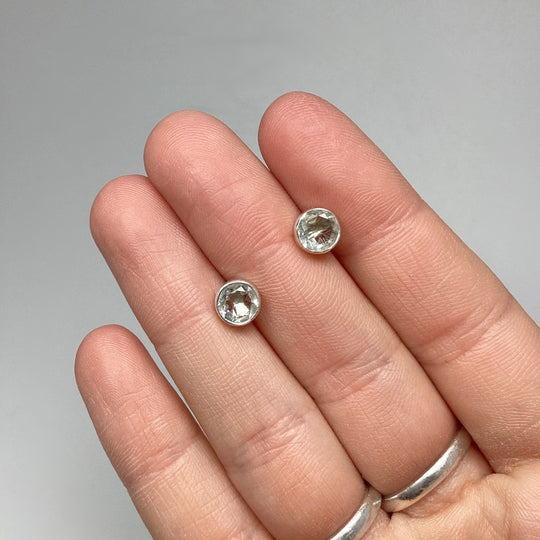 Green Amethyst Stud Earrings