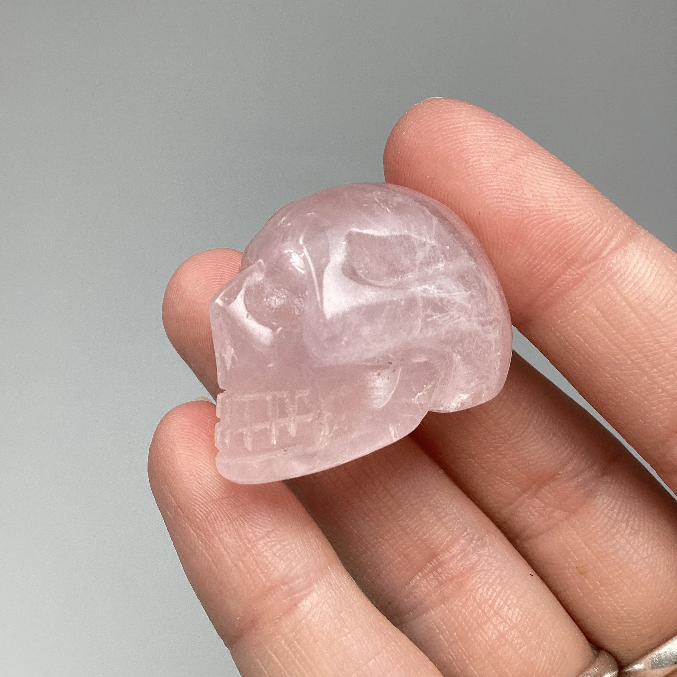 Carved Rose Quartz Skull