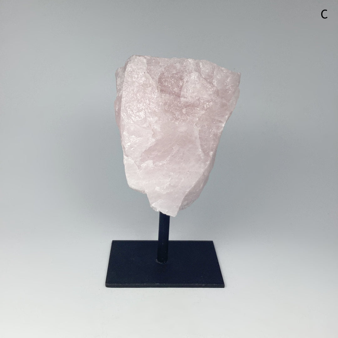 Rough Rose Quartz on Display Stand