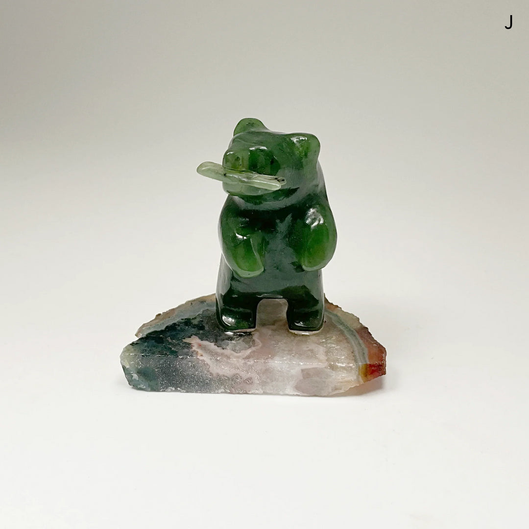 Jade Bear Carving on Base