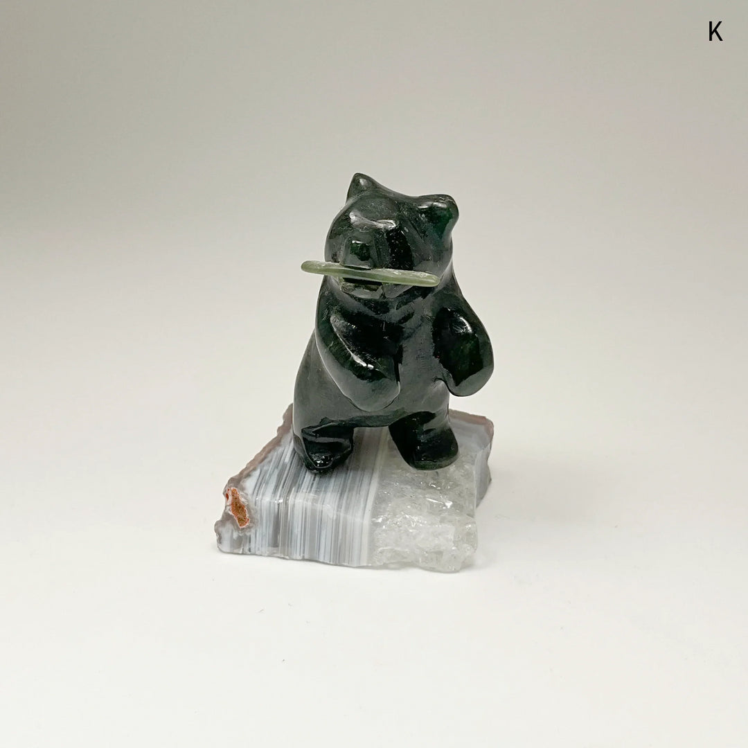 Jade Bear Carving on Base