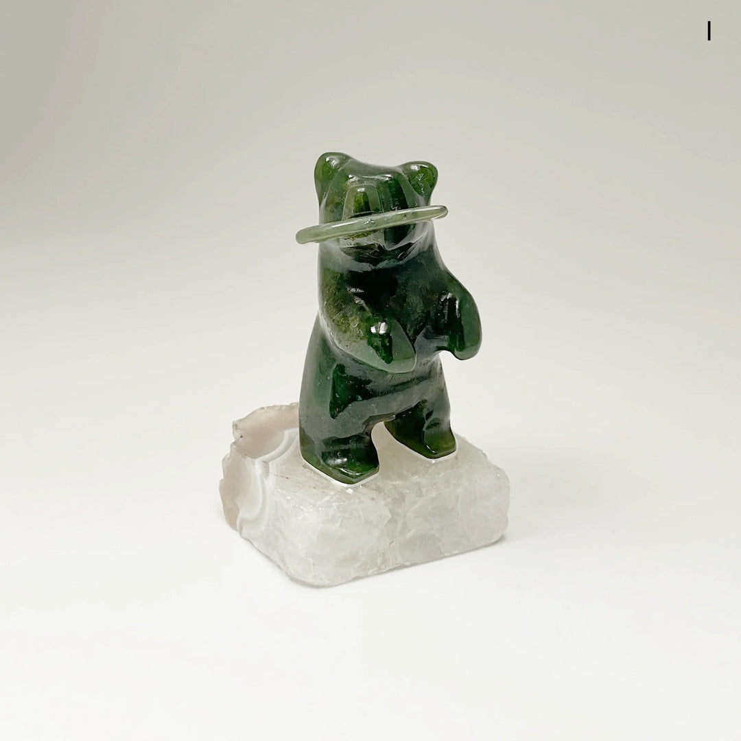 Jade Bear Carving on Base