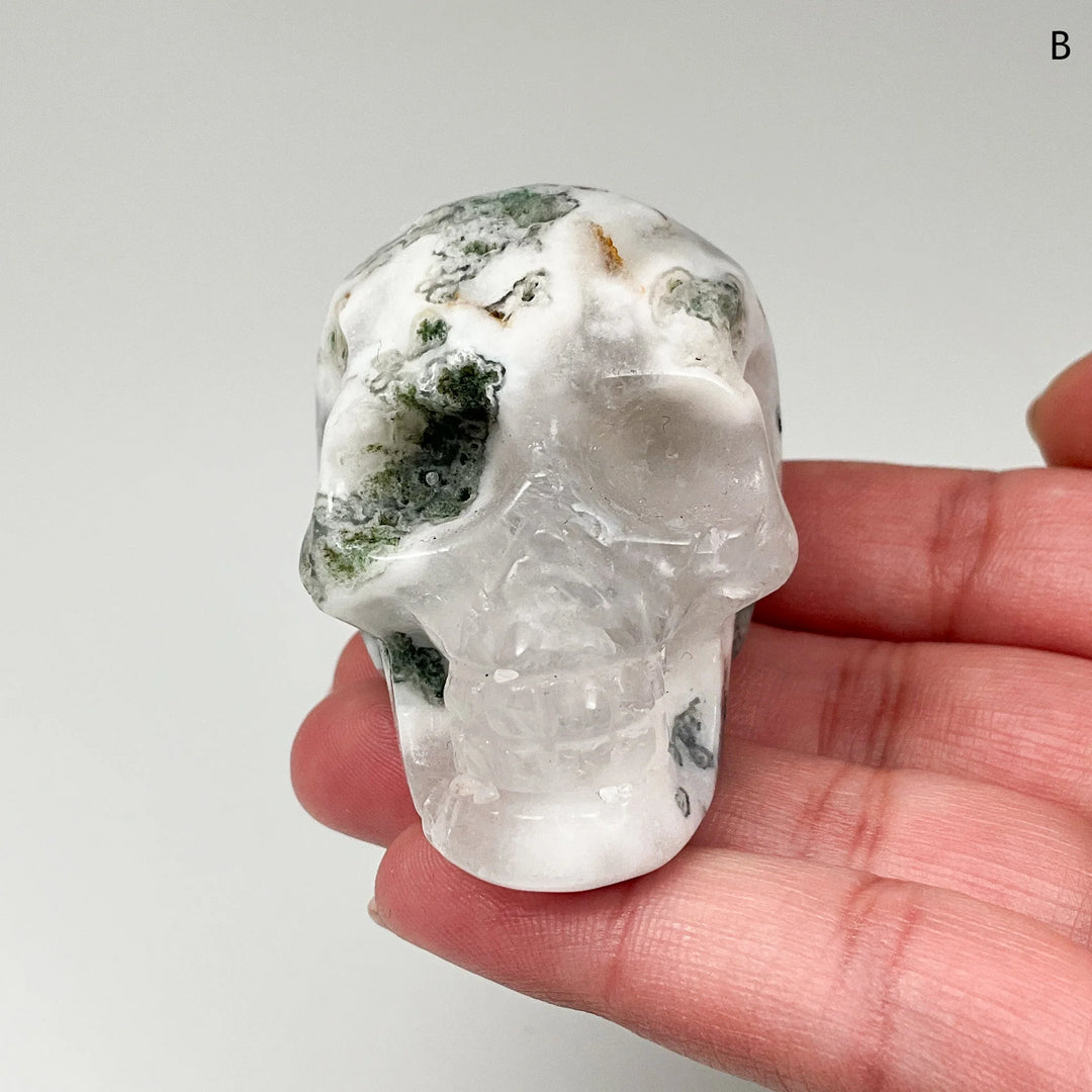 Moss Agate Skulls