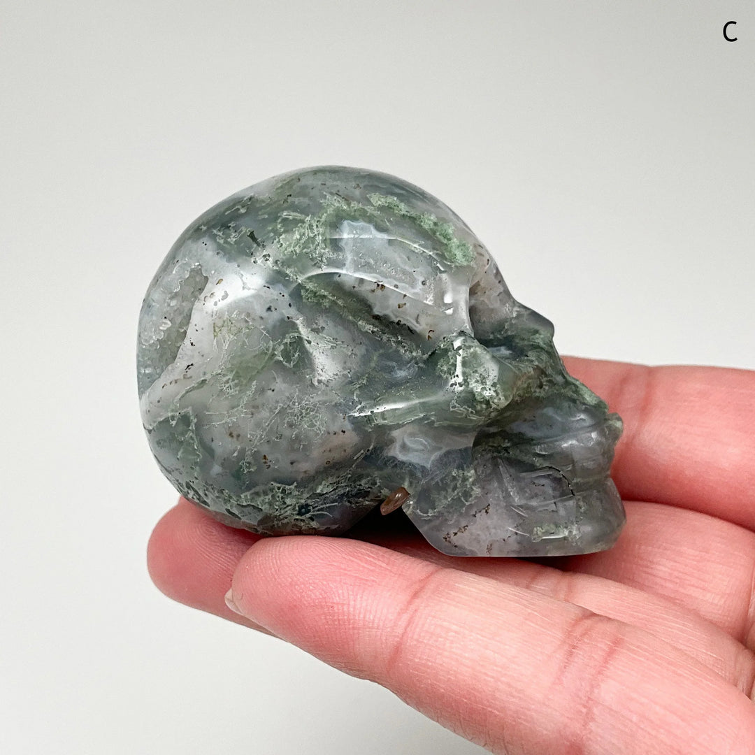 Moss Agate Skulls