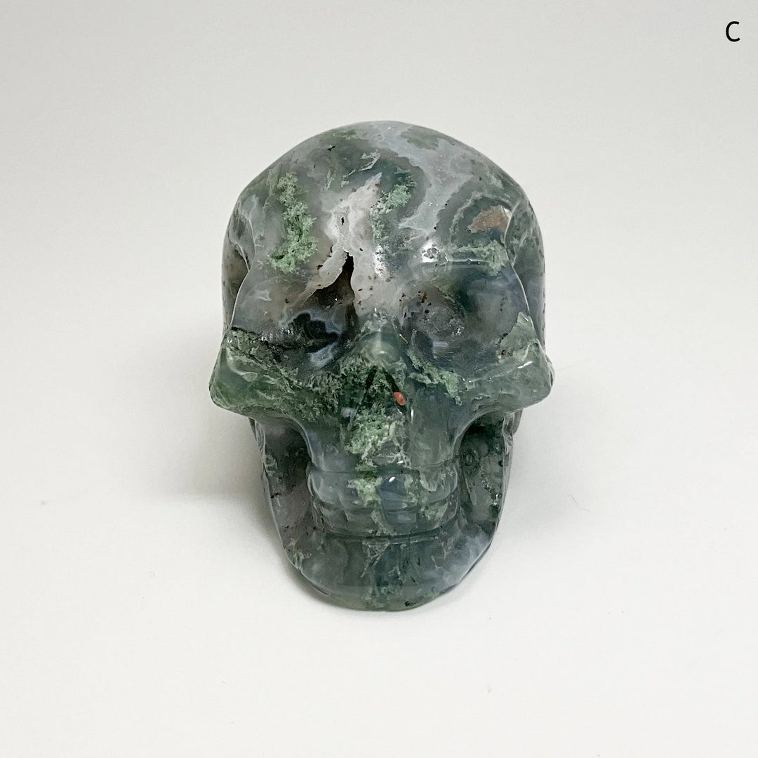 Moss Agate Skulls