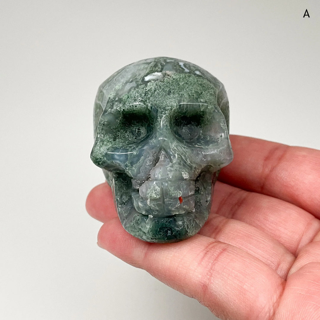 Moss Agate Skulls