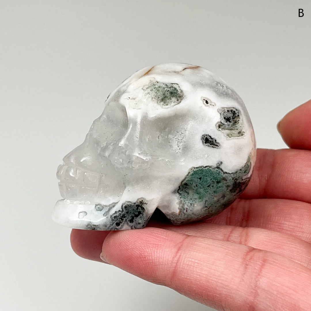 Moss Agate Skulls