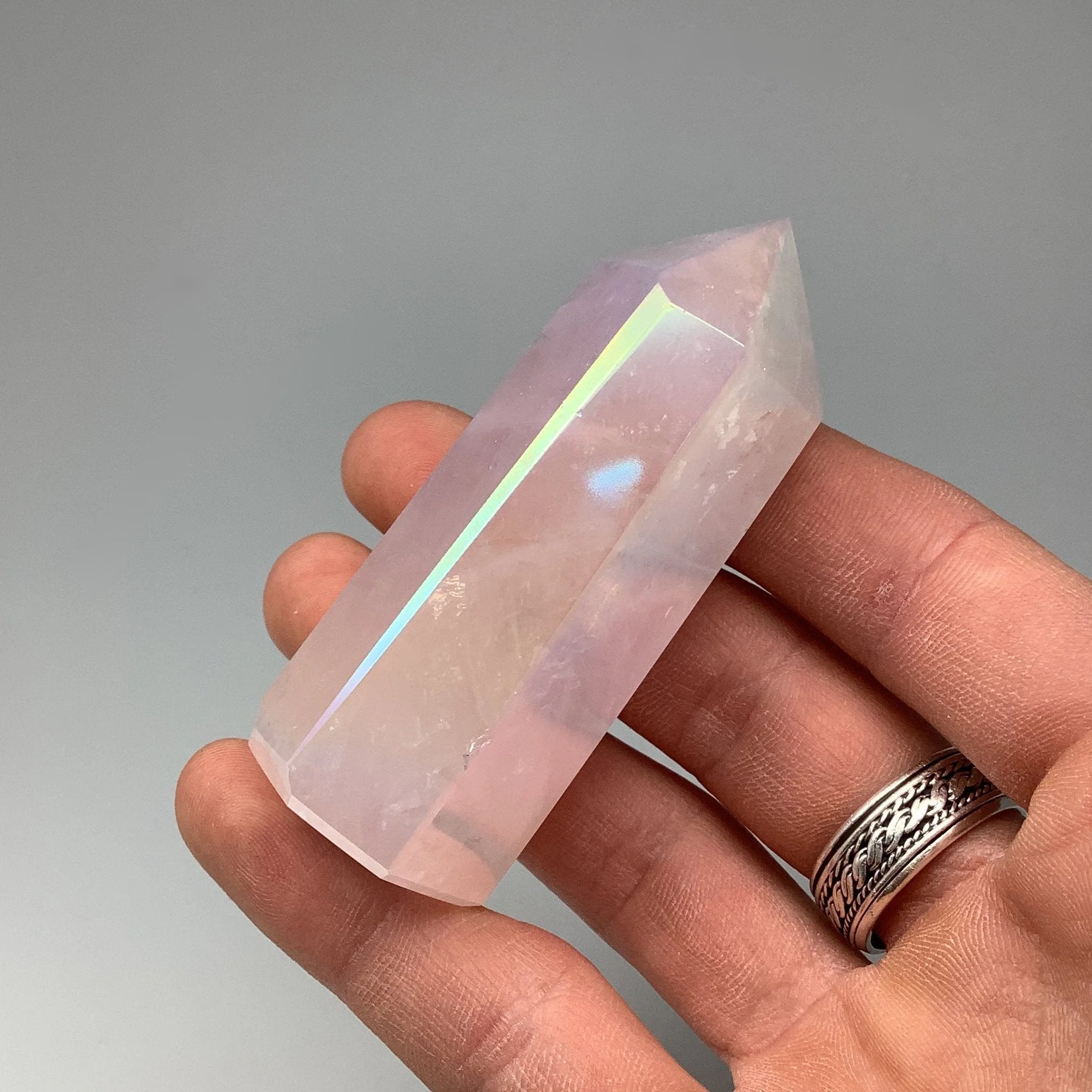 Opalescent Rose Quartz Point