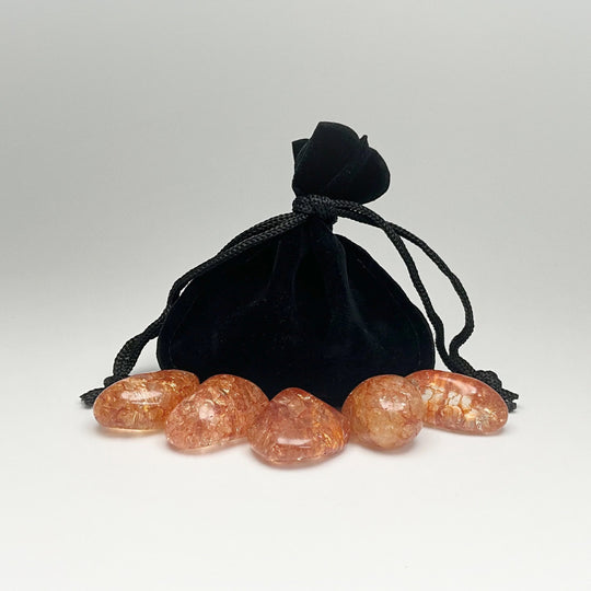 Orange Crackle Quartz Small Tumbles Pouch