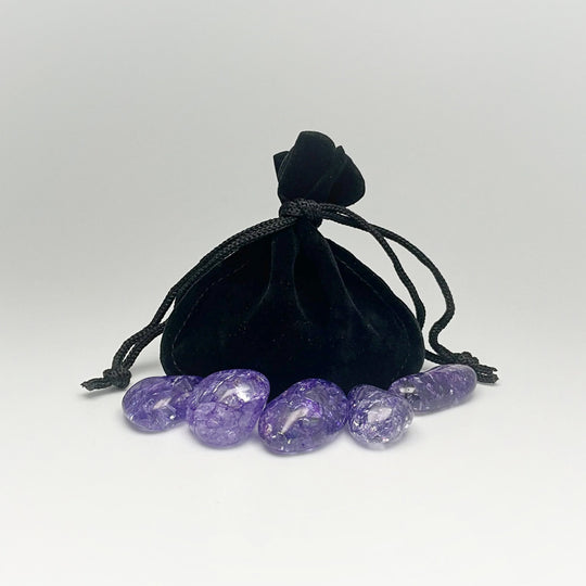 Purple Crackle Quartz Small Tumbles Pouch