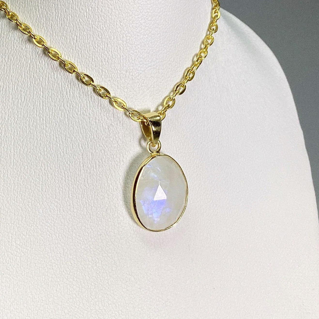 Rainbow Moonstone Gold Finish Pendant