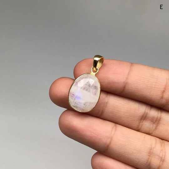 Rainbow Moonstone Gold Finish Pendant