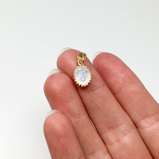 Rainbow Moonstone Gold Finish Pendant