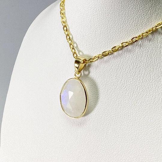 Rainbow Moonstone Gold Finish Pendant