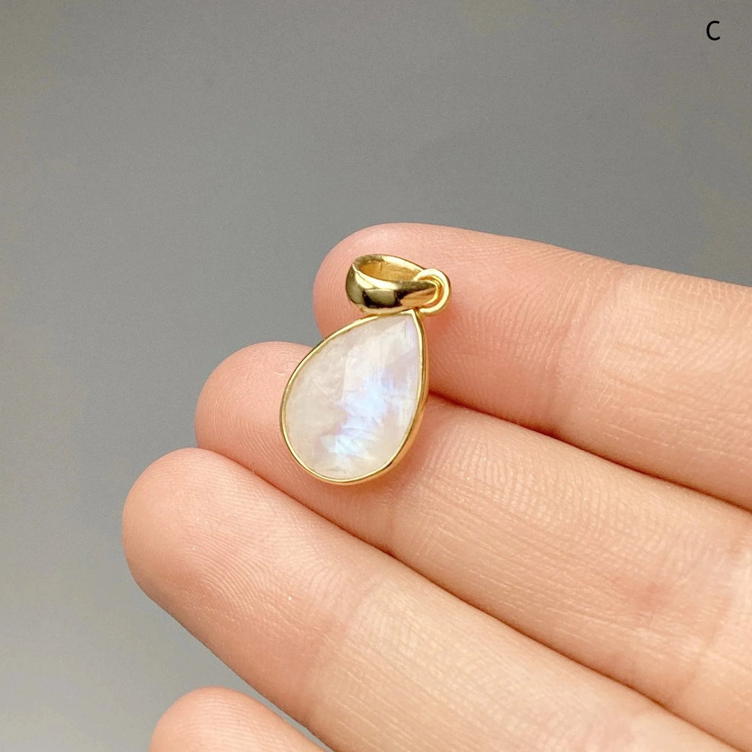 Rainbow Moonstone Gold Finish Pendant