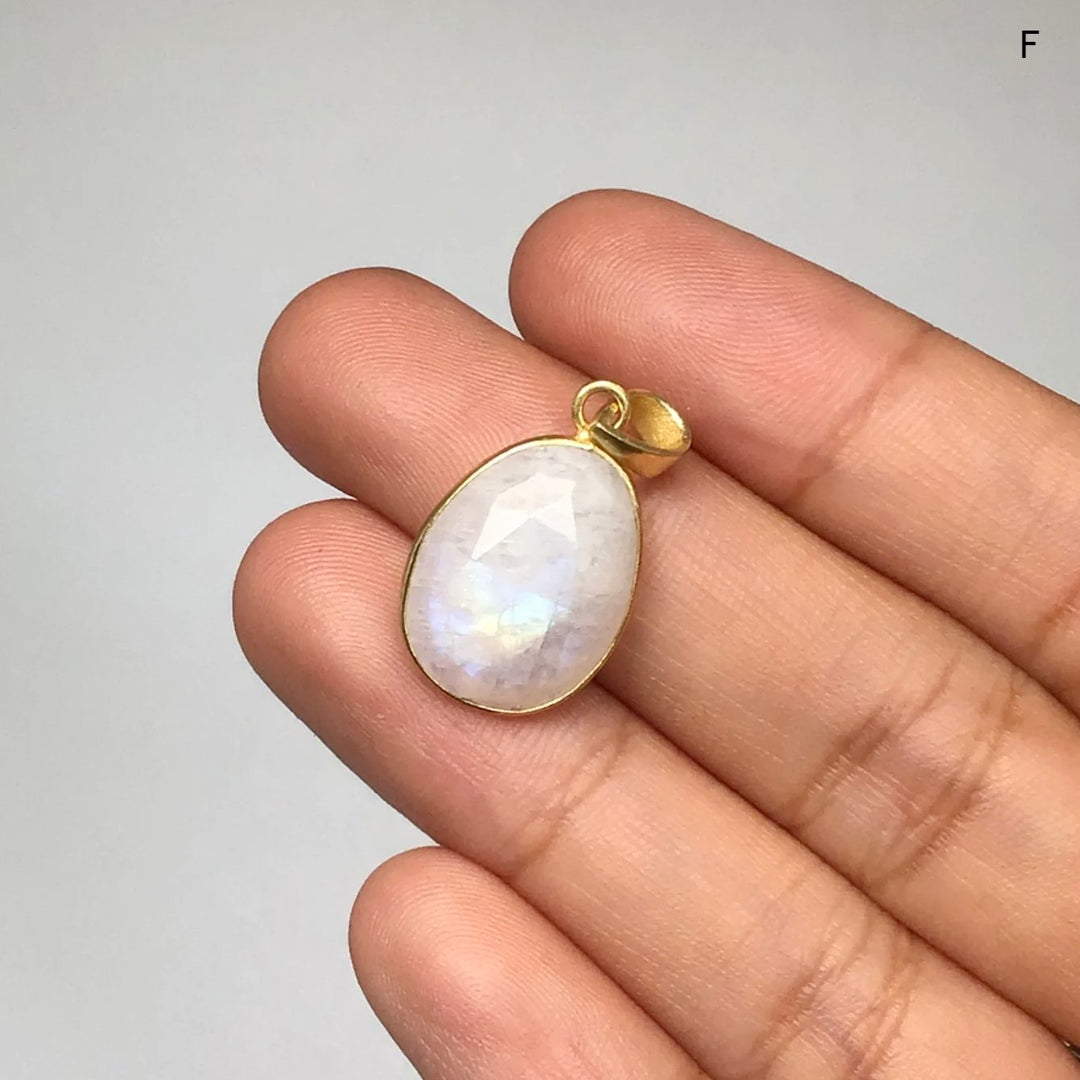 Rainbow Moonstone Gold Finish Pendant