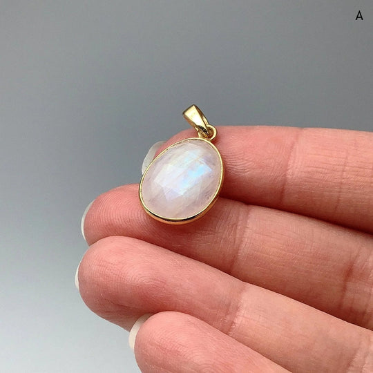 Rainbow Moonstone Gold Finish Pendant