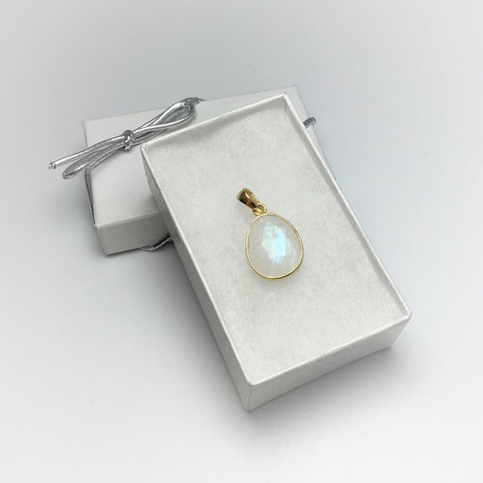 Rainbow Moonstone Gold Finish Pendant