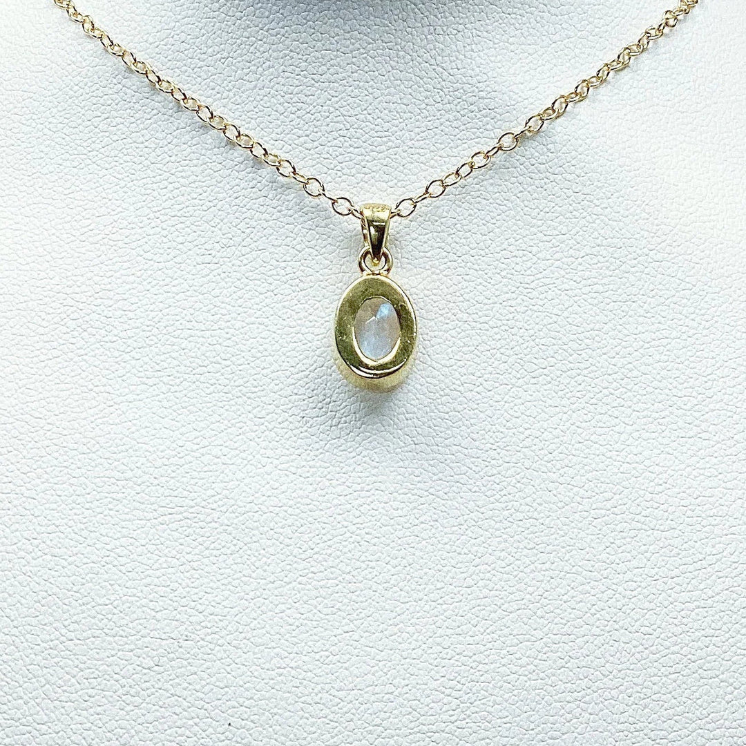 Rainbow Moonstone Gold Finish Pendant