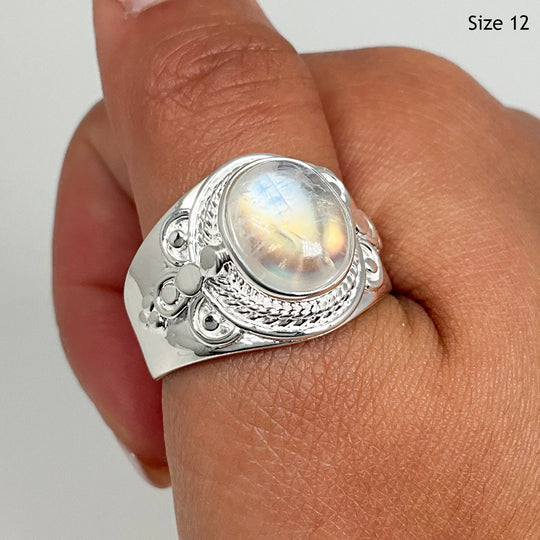 Rainbow Moonstone Ring