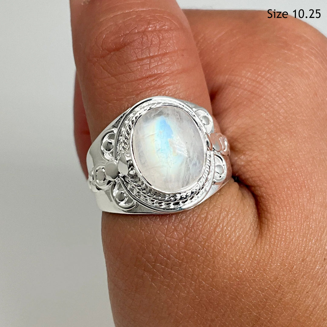 Rainbow Moonstone Ring