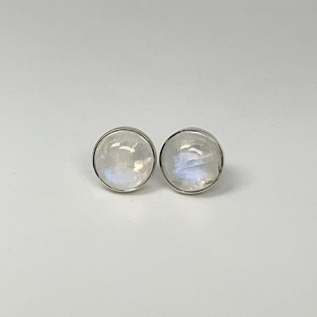 Rainbow Moonstone Stud Earrings