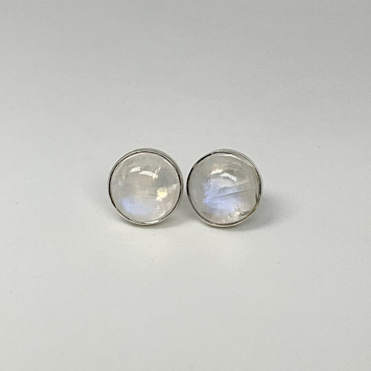 Rainbow Moonstone Stud Earrings