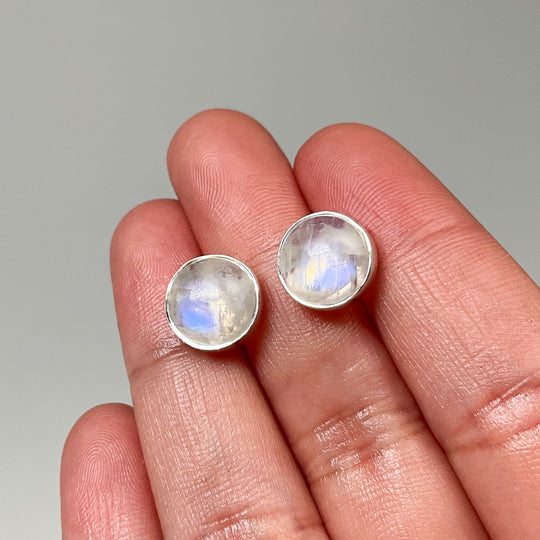 Rainbow Moonstone Stud Earrings