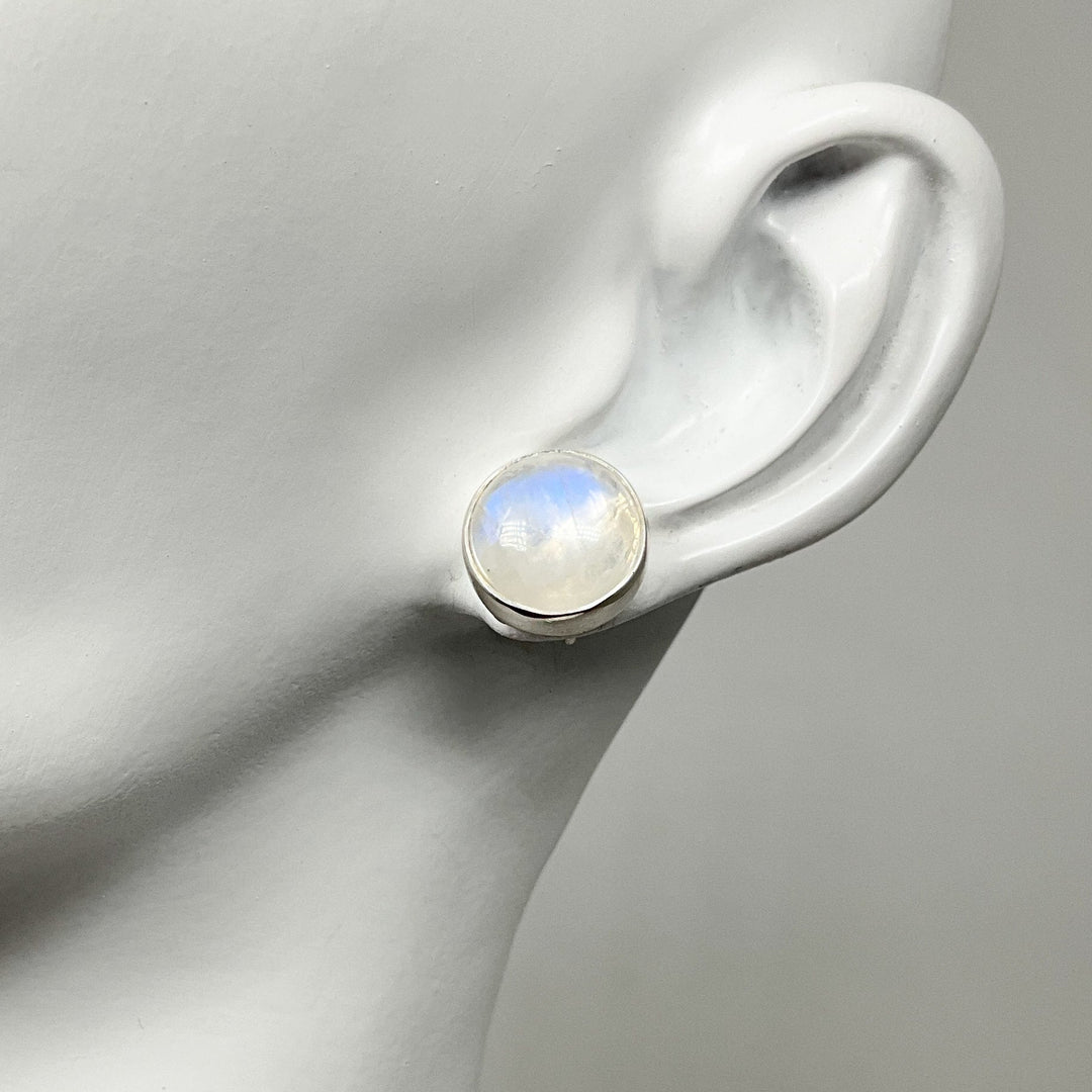 Rainbow Moonstone Stud Earrings