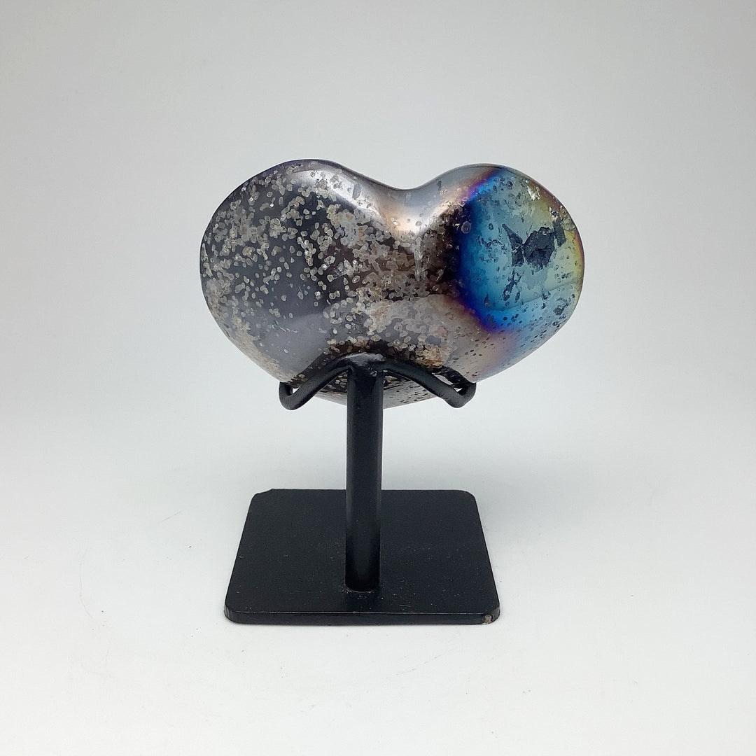 Rainbow Quartz Heart on Stand