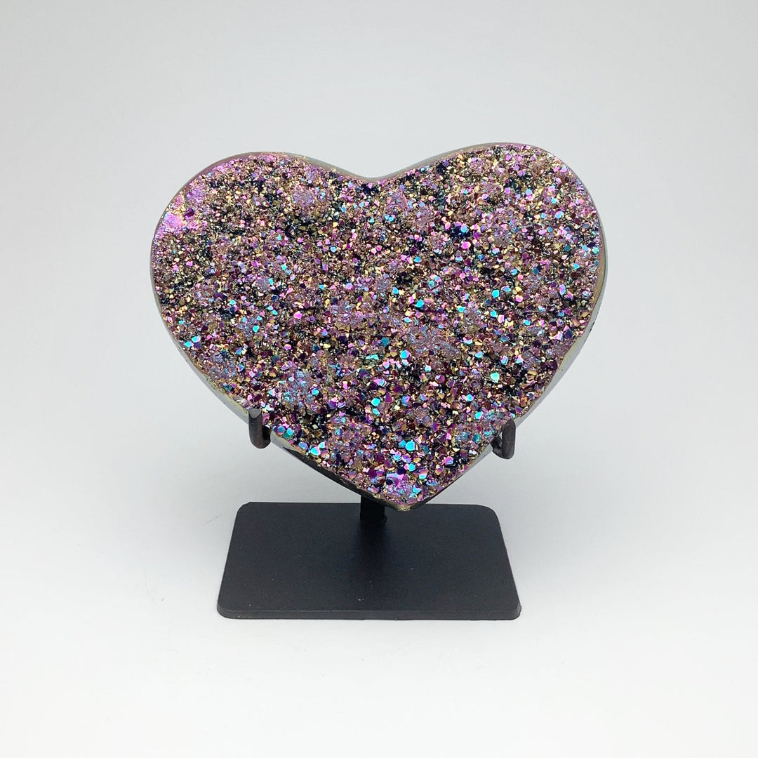 Rainbow Quartz Heart on Stand