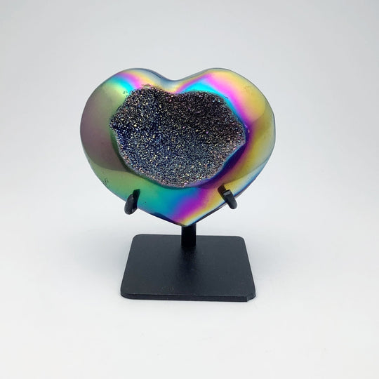 Rainbow Quartz Heart on Stand