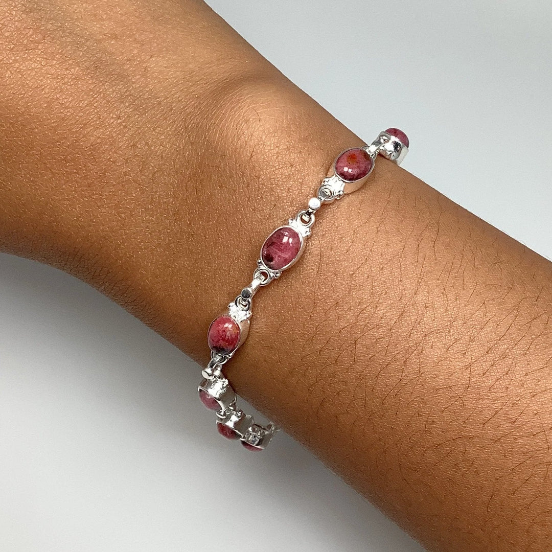 Rhodonite Sterling Silver Bracelet