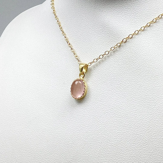 Rose Quartz Gold Finish Pendant