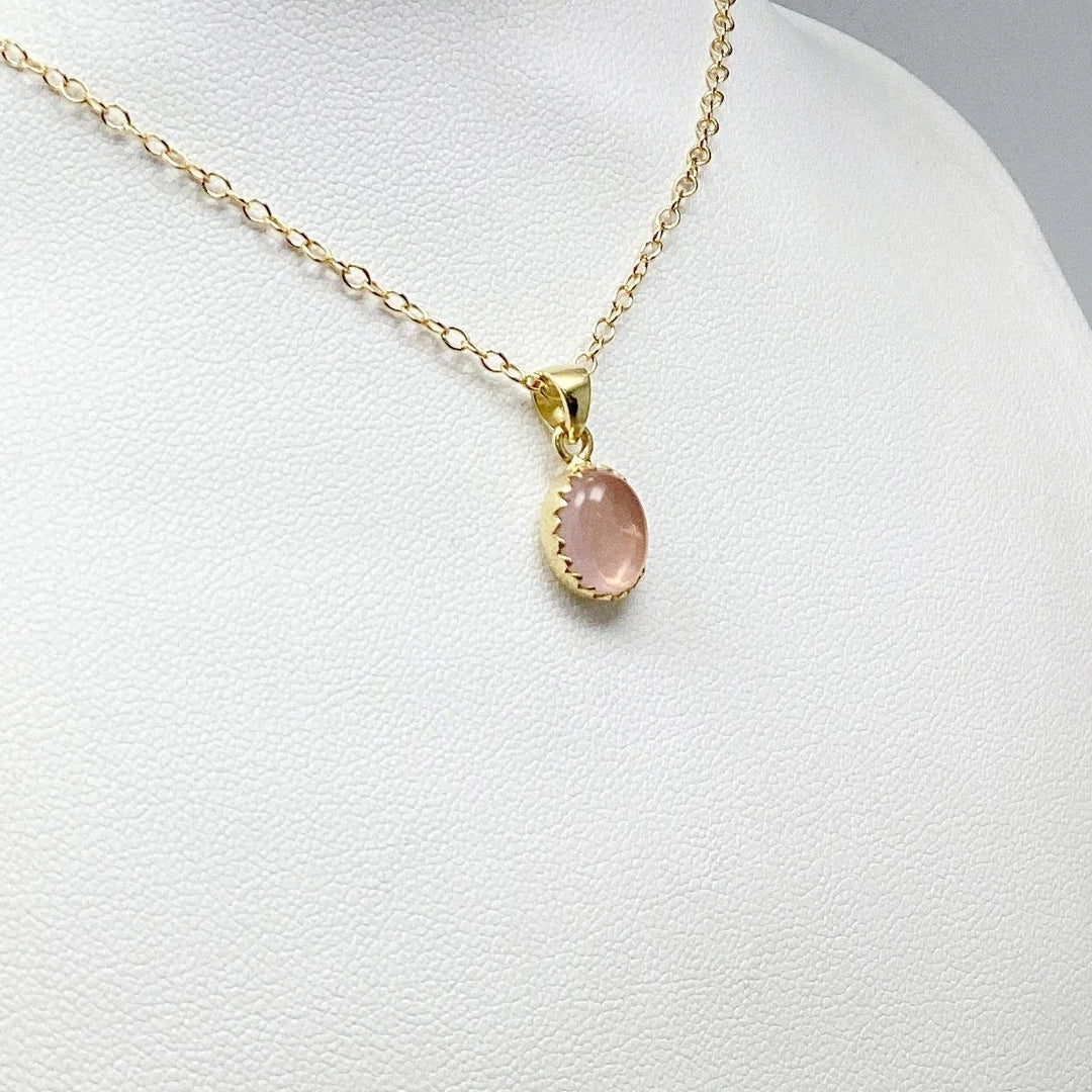 Rose Quartz Gold Finish Pendant