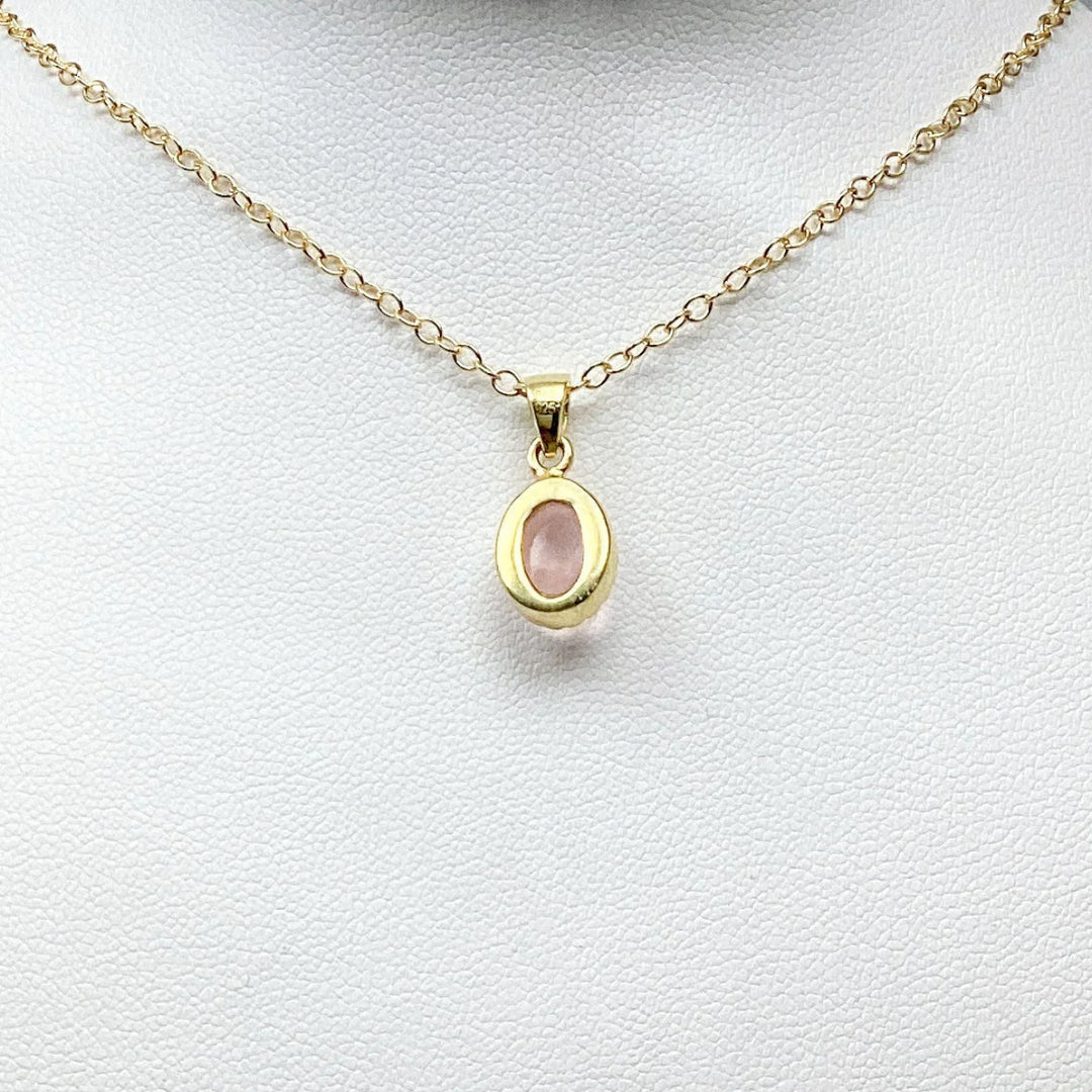 Rose Quartz Gold Finish Pendant