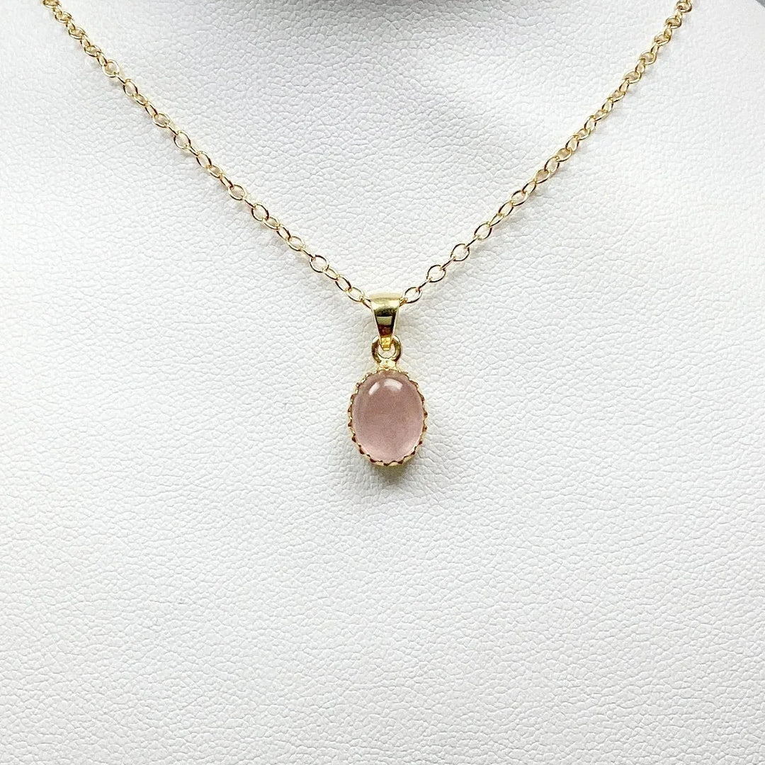 Rose Quartz Gold Finish Pendant