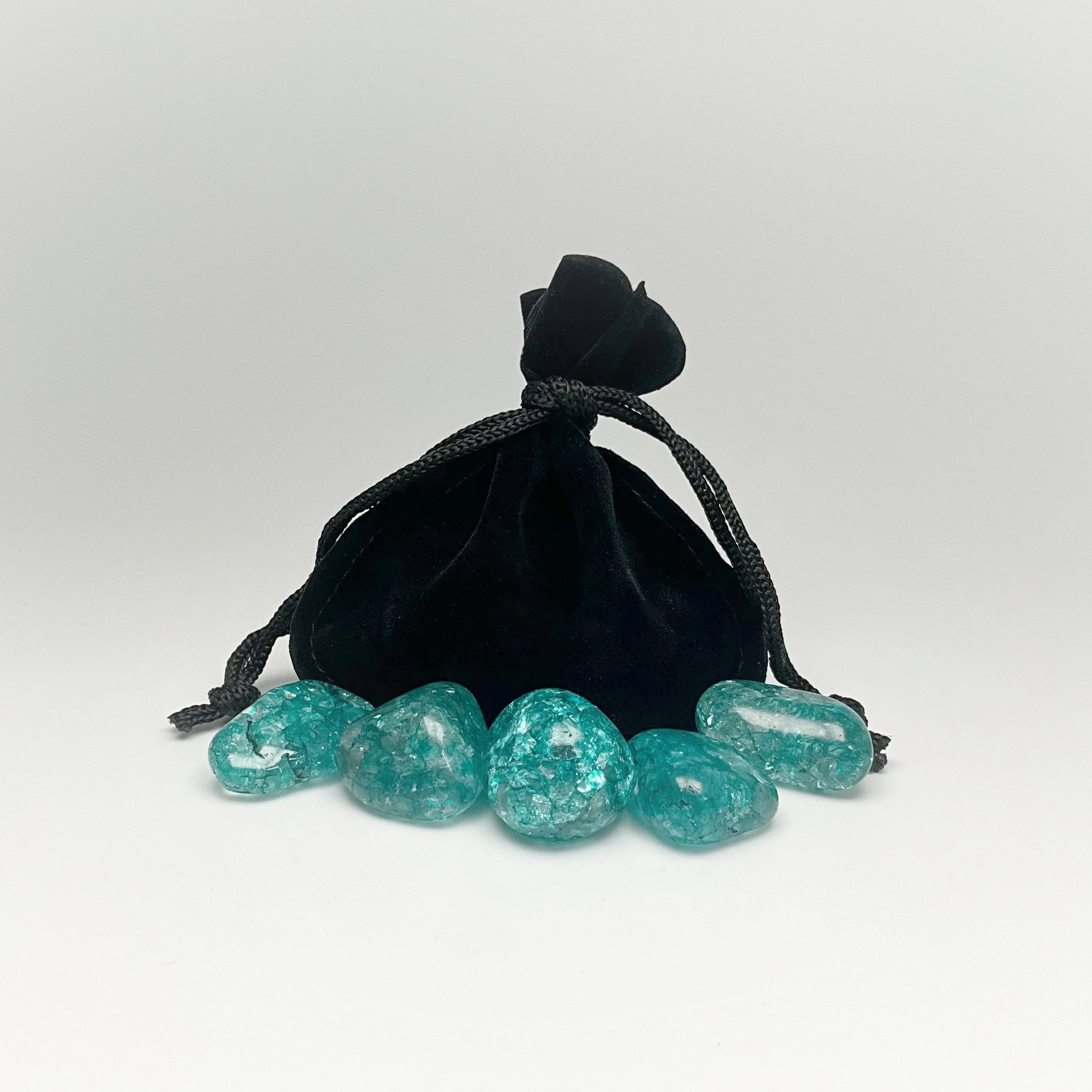 Teal Crackle Quartz Small Tumbles Pouch