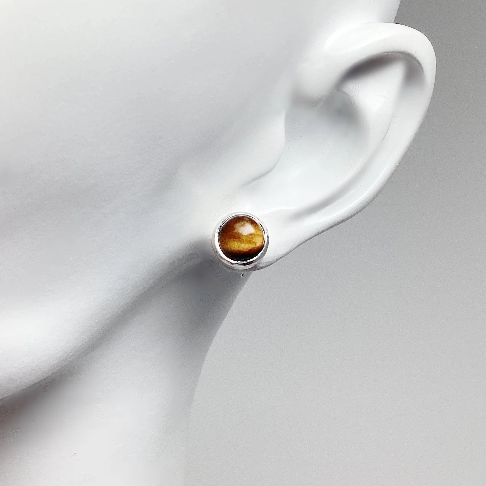 Tiger Eye Stud Earrings