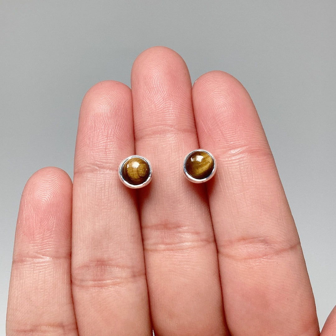 Tiger Eye Stud Earrings